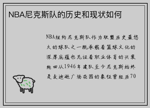 NBA尼克斯队的历史和现状如何